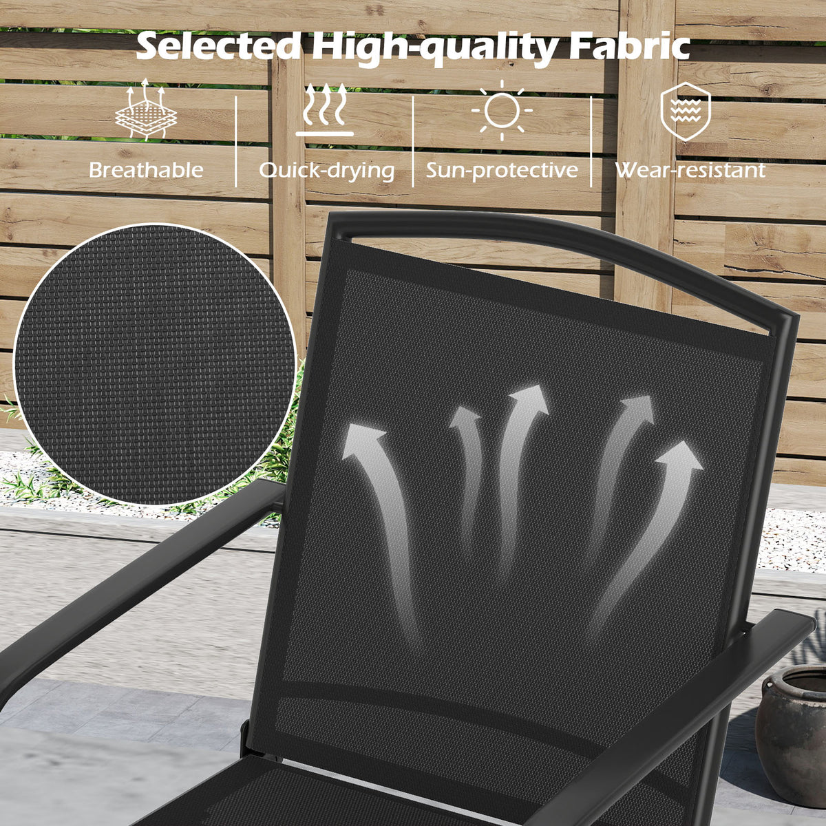 Outdoor Swivel Chairs Set of 2 with High Back and Breathable Seat