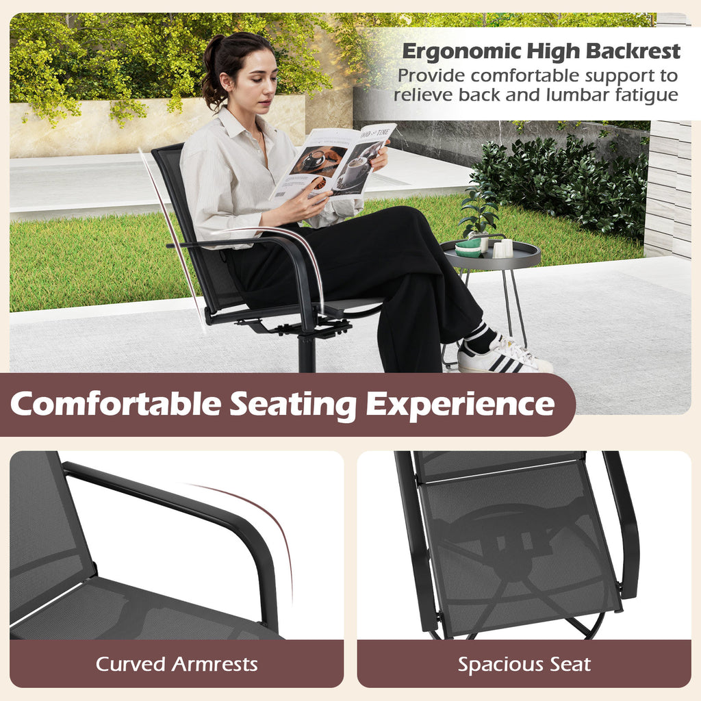 Outdoor Swivel Chairs Set of 2 with High Back and Breathable Seat
