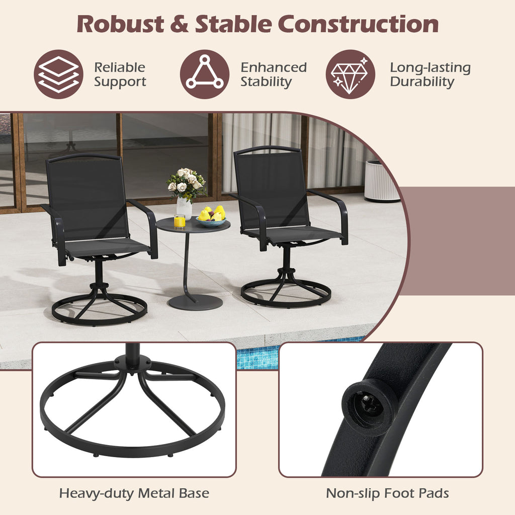Outdoor Swivel Chairs Set of 2 with High Back and Breathable Seat