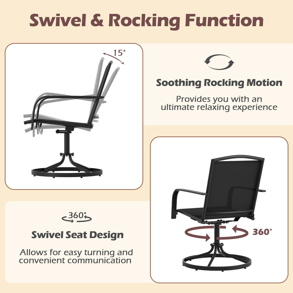Outdoor Swivel Chairs Set of 2 with High Back and Breathable Seat