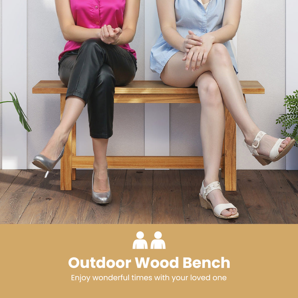 Outdoor Teak Wood Bench for Porch Backyard and Poolside