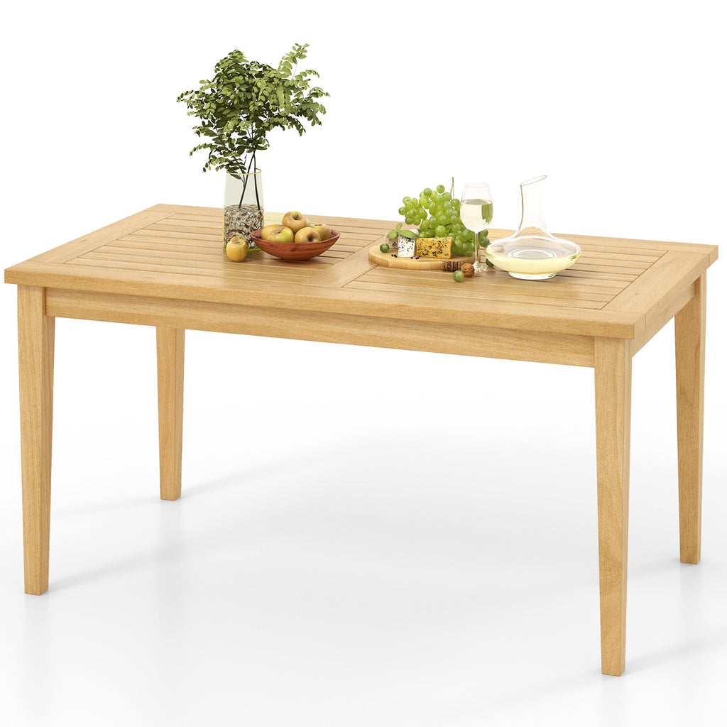 20 Inch x 35.5 Outdoor Teak Wood Coffee Table with Slatted Tabletop