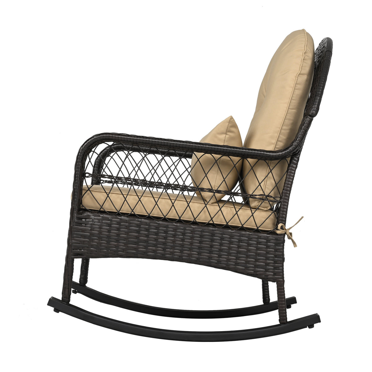 Outdoor Wicker Rocking Chair with Anti-Tip Stoppers 400 LBS for Porch