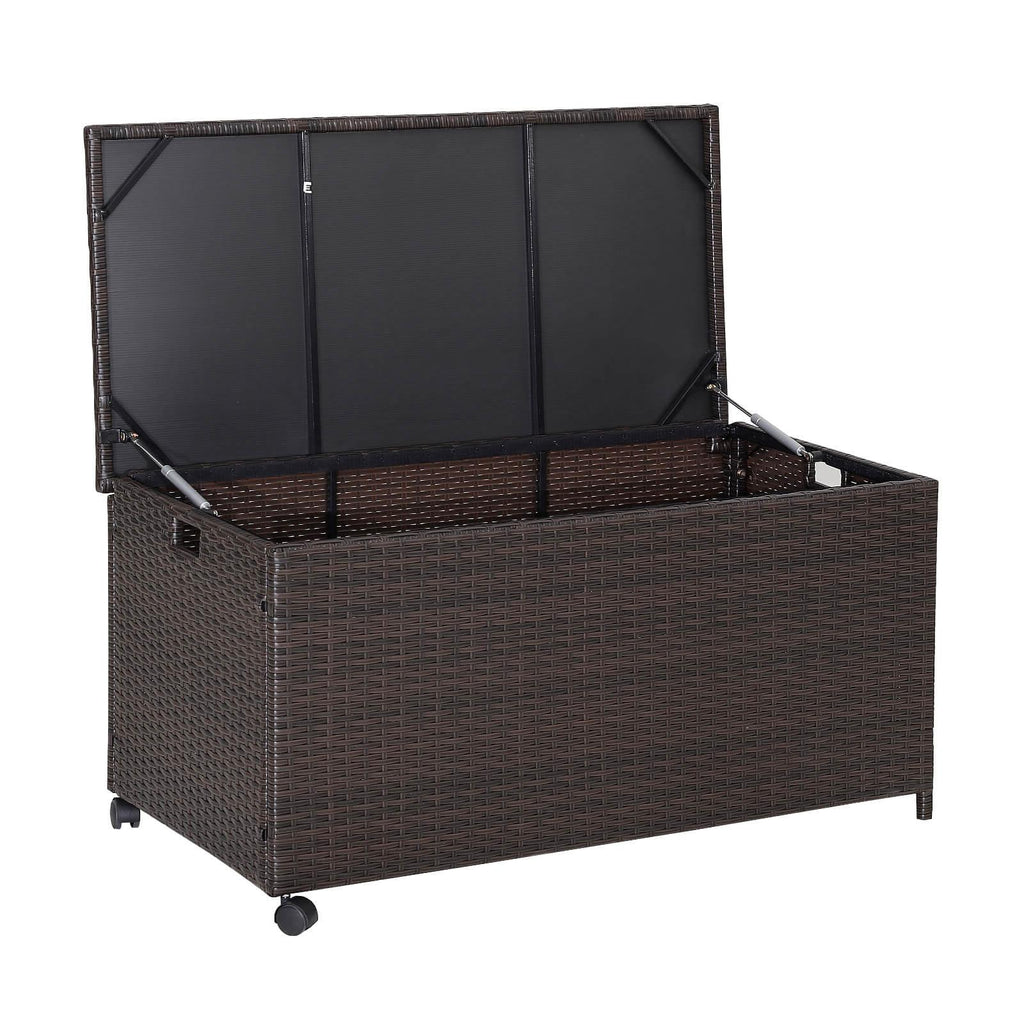 Outdoor Wicker Storage Box with Zippered Liner - 50 Gallon
