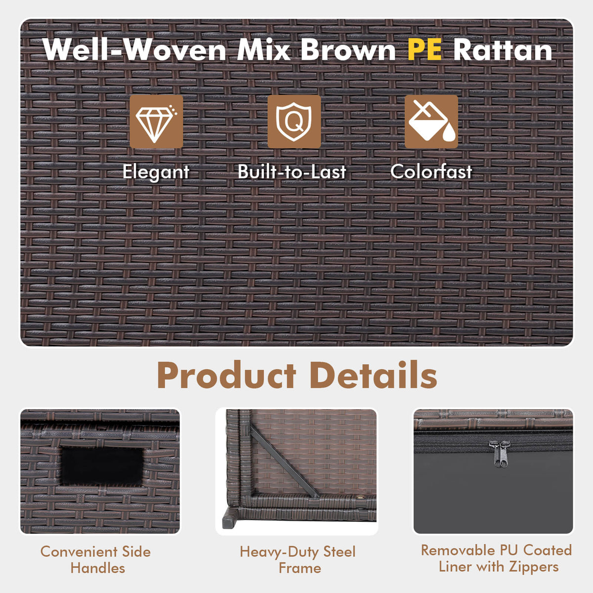 Outdoor Wicker Storage Box with Zippered Liner - 50 Gallon