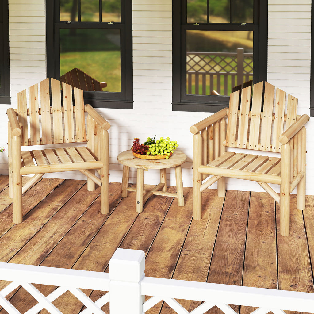 Outdoor Wood Armchair with Armrests - Natural