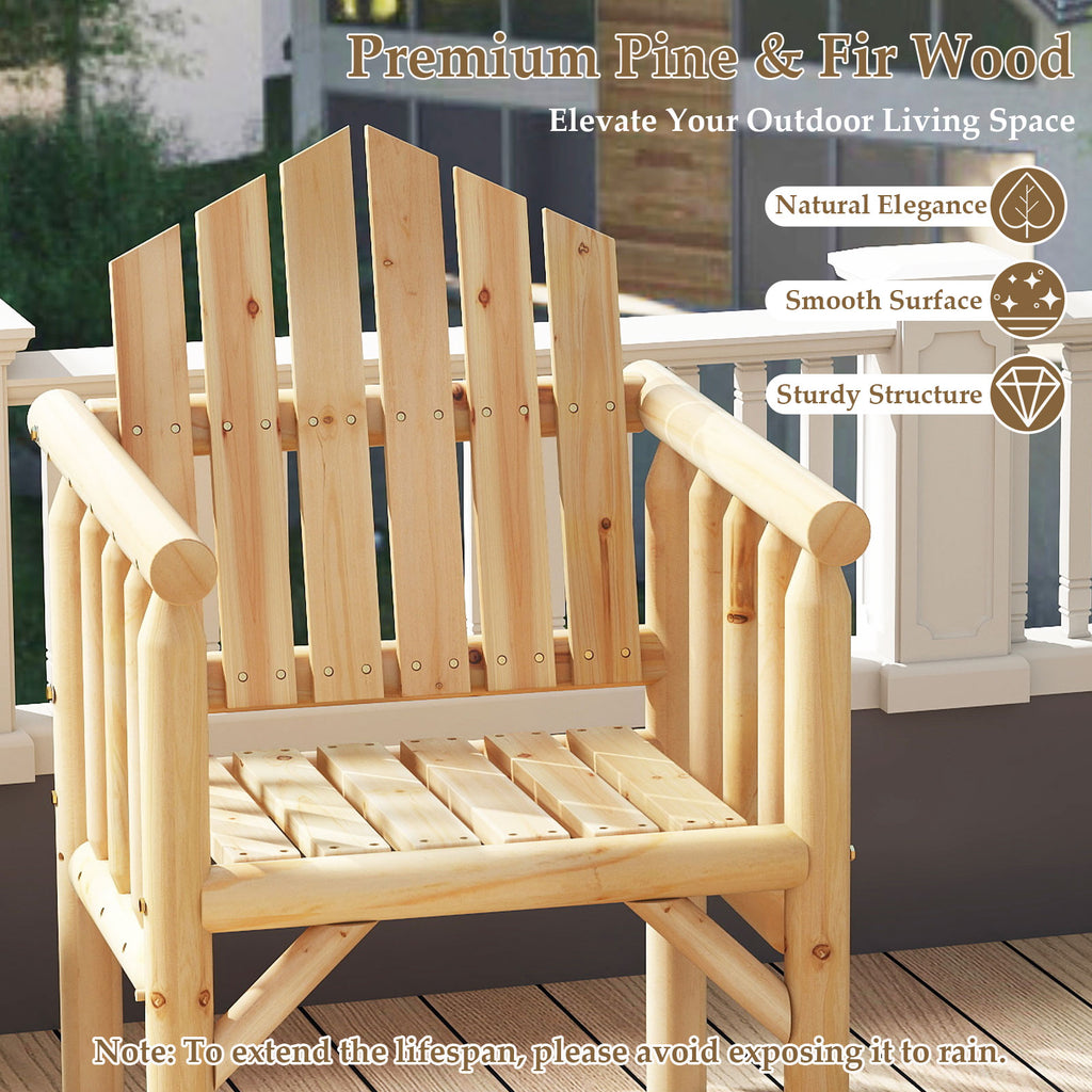 Outdoor Wood Armchair with Armrests - Natural
