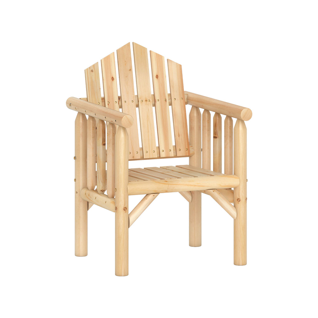 Outdoor Wood Armchair with Armrests - Natural