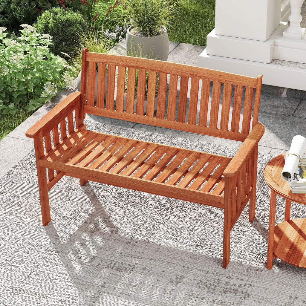 Wood Garden Bench 2-Person with Backrest - 41.5 Inch