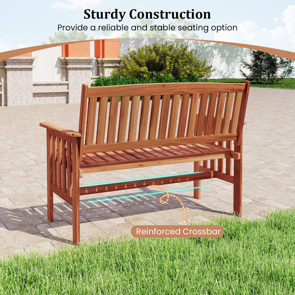 Wood Garden Bench 2-Person with Backrest - 41.5 Inch