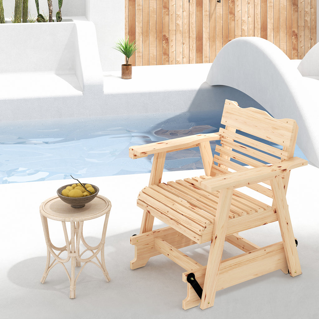 Outdoor Rocking Chair with High Back & Widened Armrests - Brown