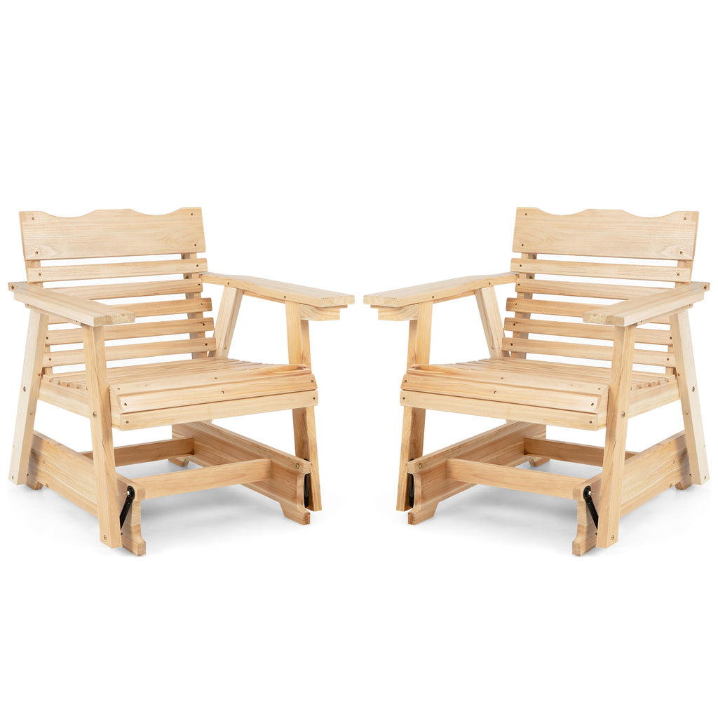 Outdoor Rocking Chair with High Back & Widened Armrests - Brown