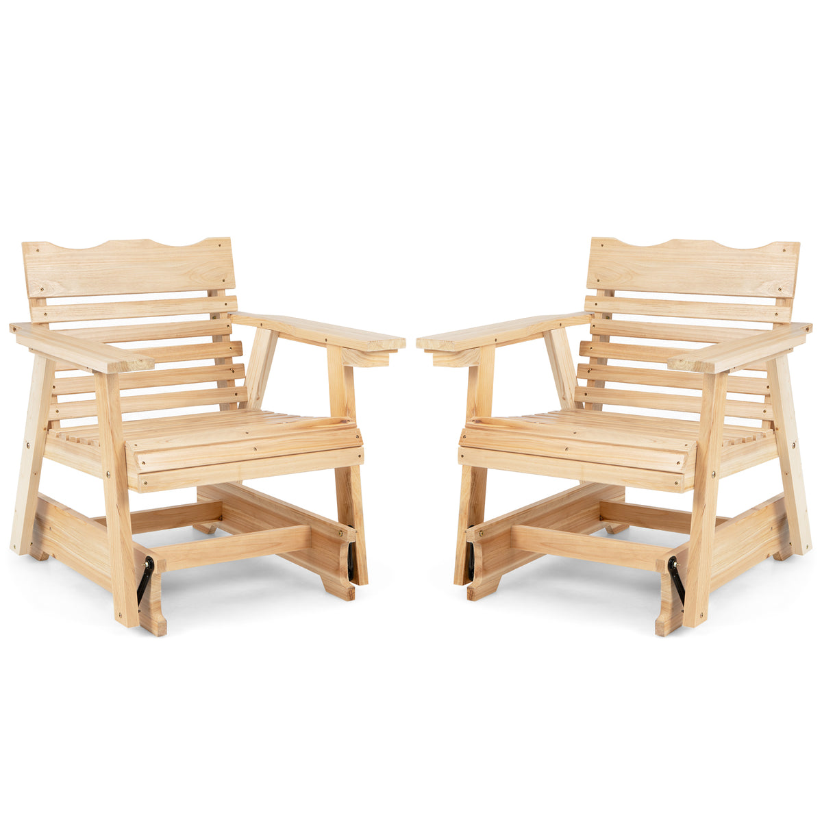 Outdoor Rocking Chair with High Back & Widened Armrests - Brown