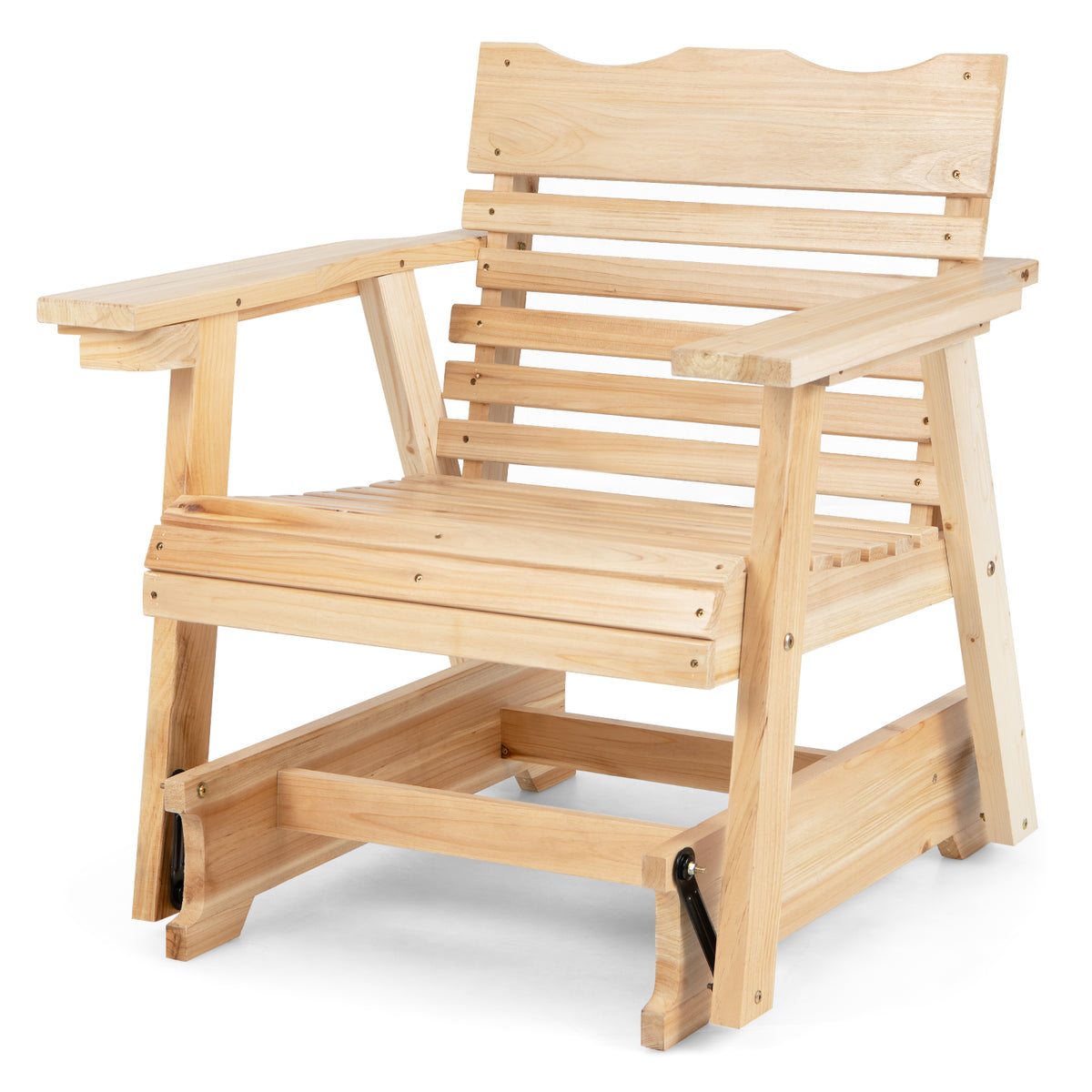 Outdoor Rocking Chair with High Back & Widened Armrests - Brown