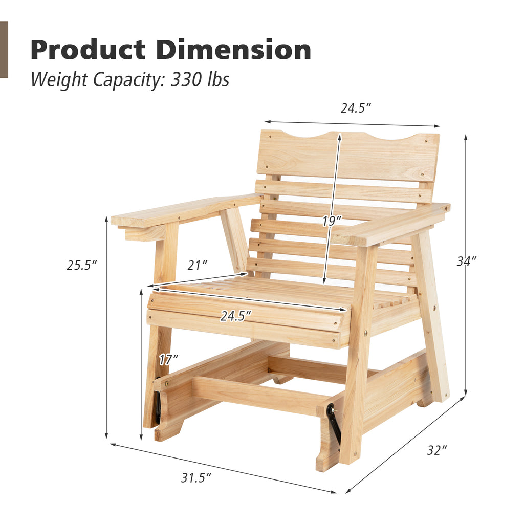 Outdoor Rocking Chair with High Back & Widened Armrests - Brown