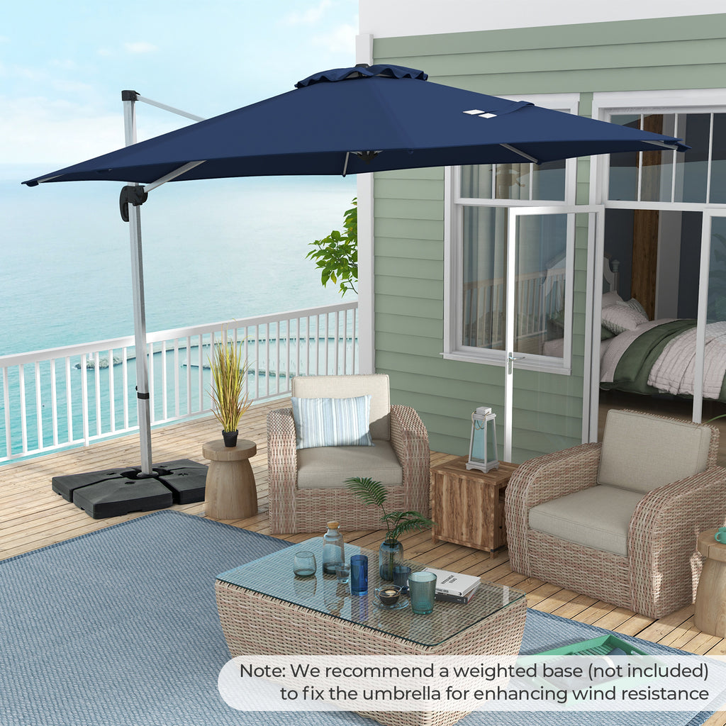 11 FT Patio Umbrella with 360° Rotation and 5-Angle Tilt - Navy
