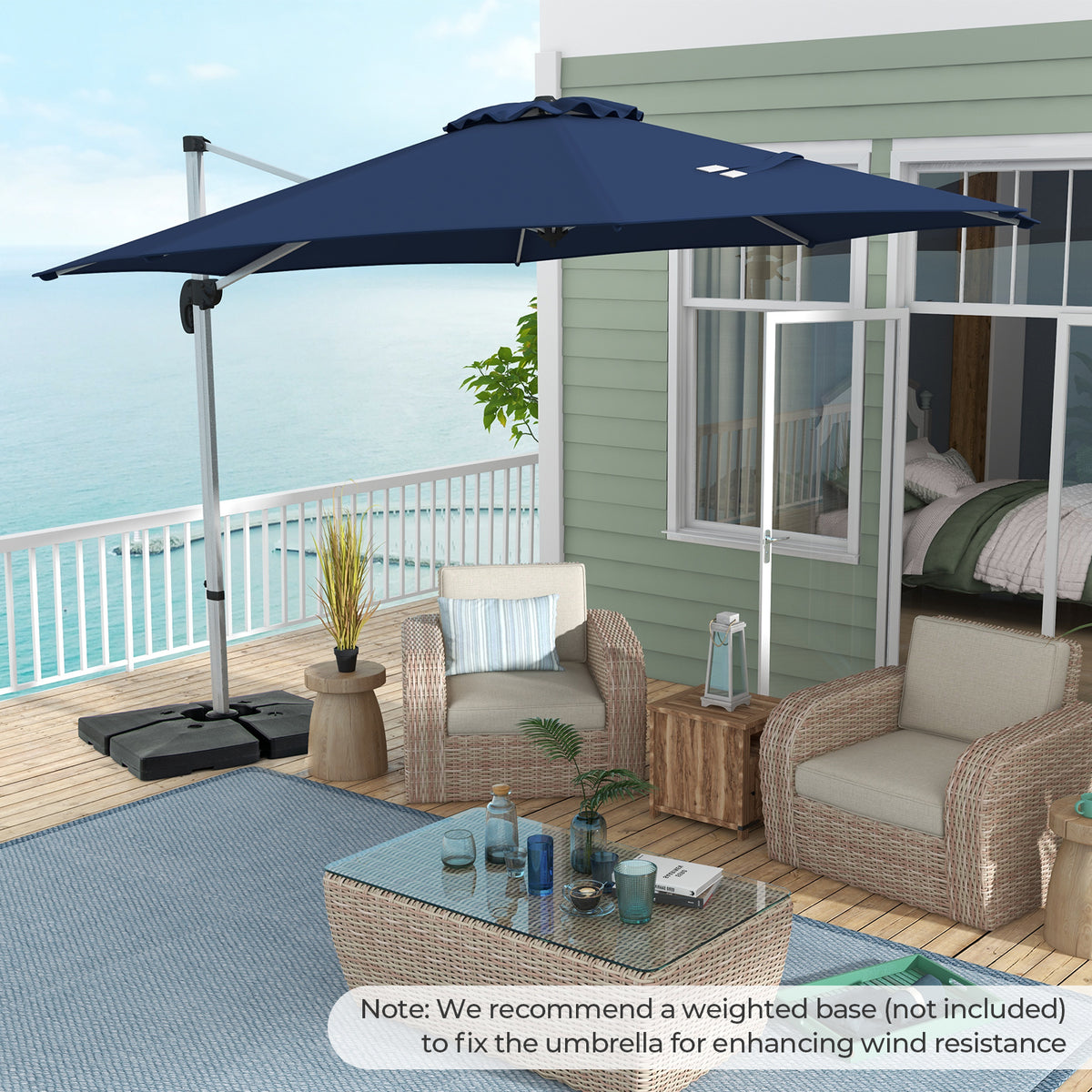 11 FT Patio Umbrella with 360° Rotation and 5-Angle Tilt - Navy