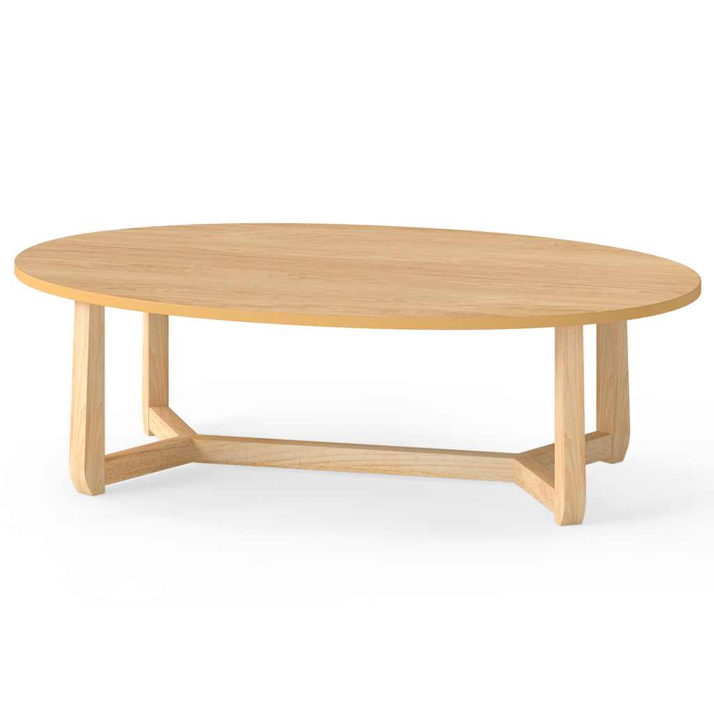 Oval Coffee Table 46 Inches Wooden Accent - Natural