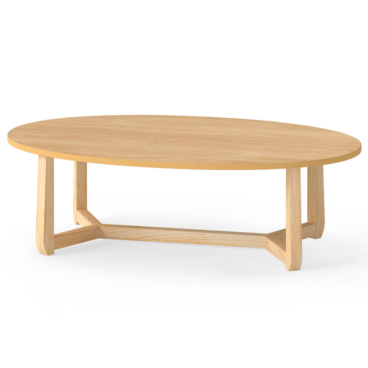 Oval Coffee Table 46 Inches Wooden Accent - Natural
