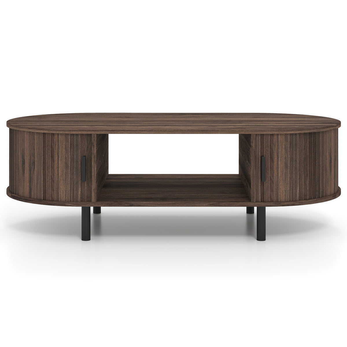 Oval Coffee Table with Storage, Walnut - 47.5in