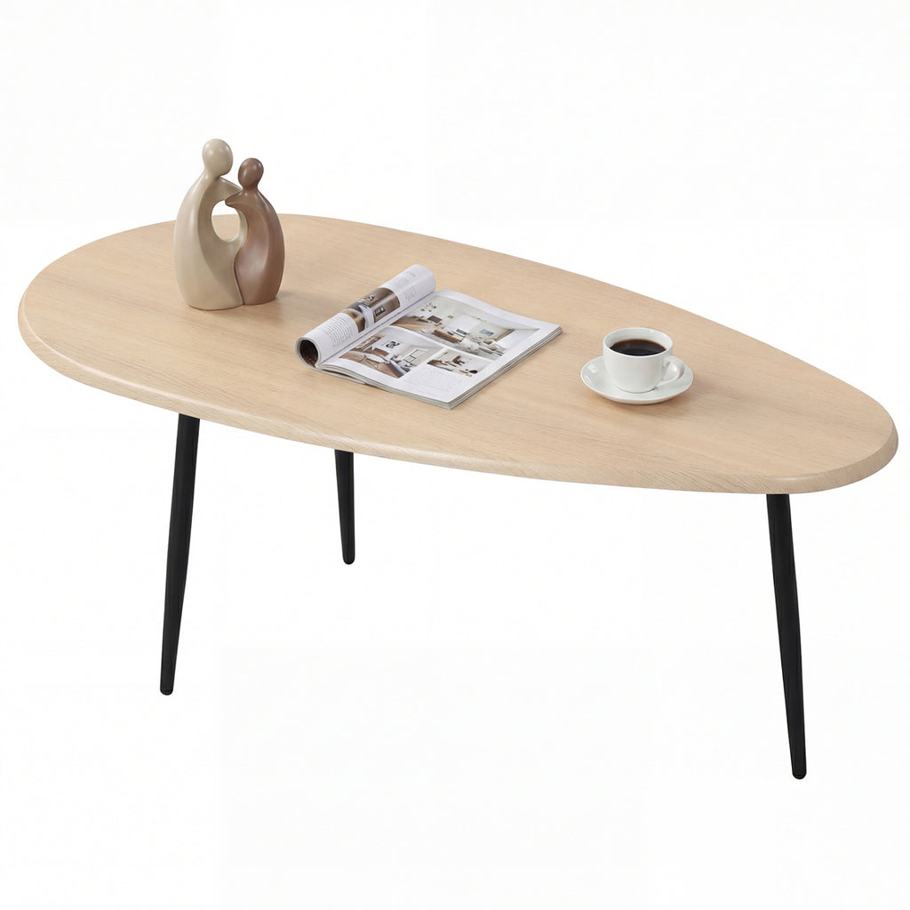Oval Coffee Table Mid Century Natural - Metal Frame Storage