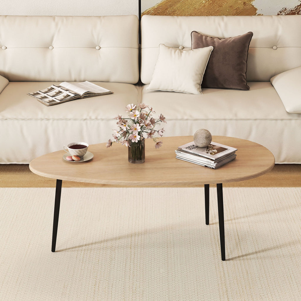 Oval Coffee Table Mid Century Natural - Metal Frame Storage