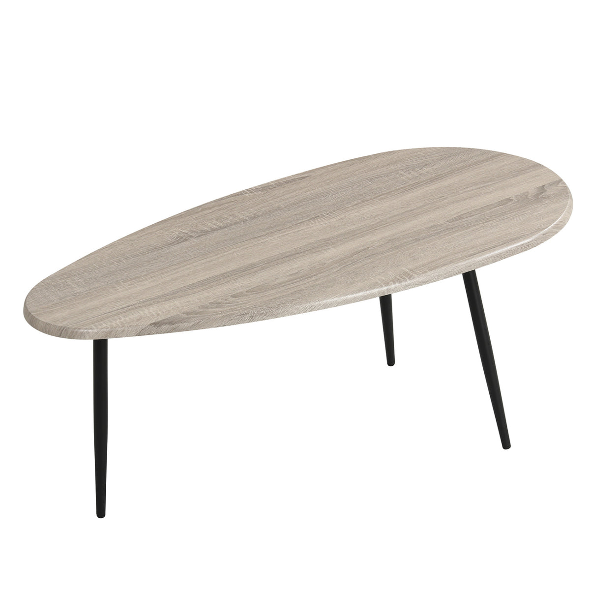 Oval Coffee Table Mid-Century Metal Frame, Gray
