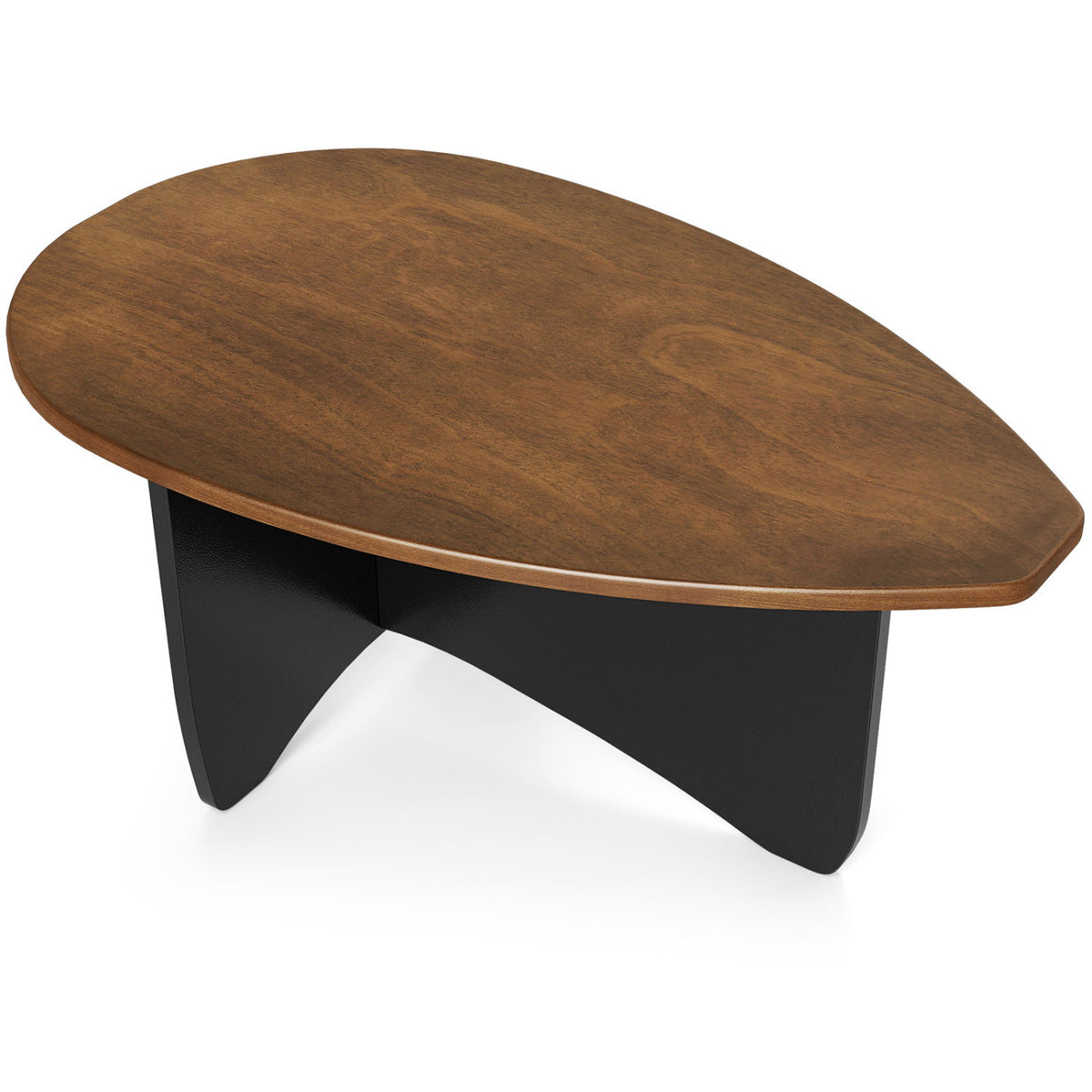 Oval Coffee Table Mid-Century Modern Accent Table, Black T Base
