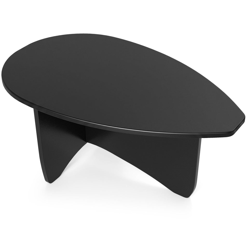 Oval Coffee Table Mid-Century Modern Accent Table, Black T Base