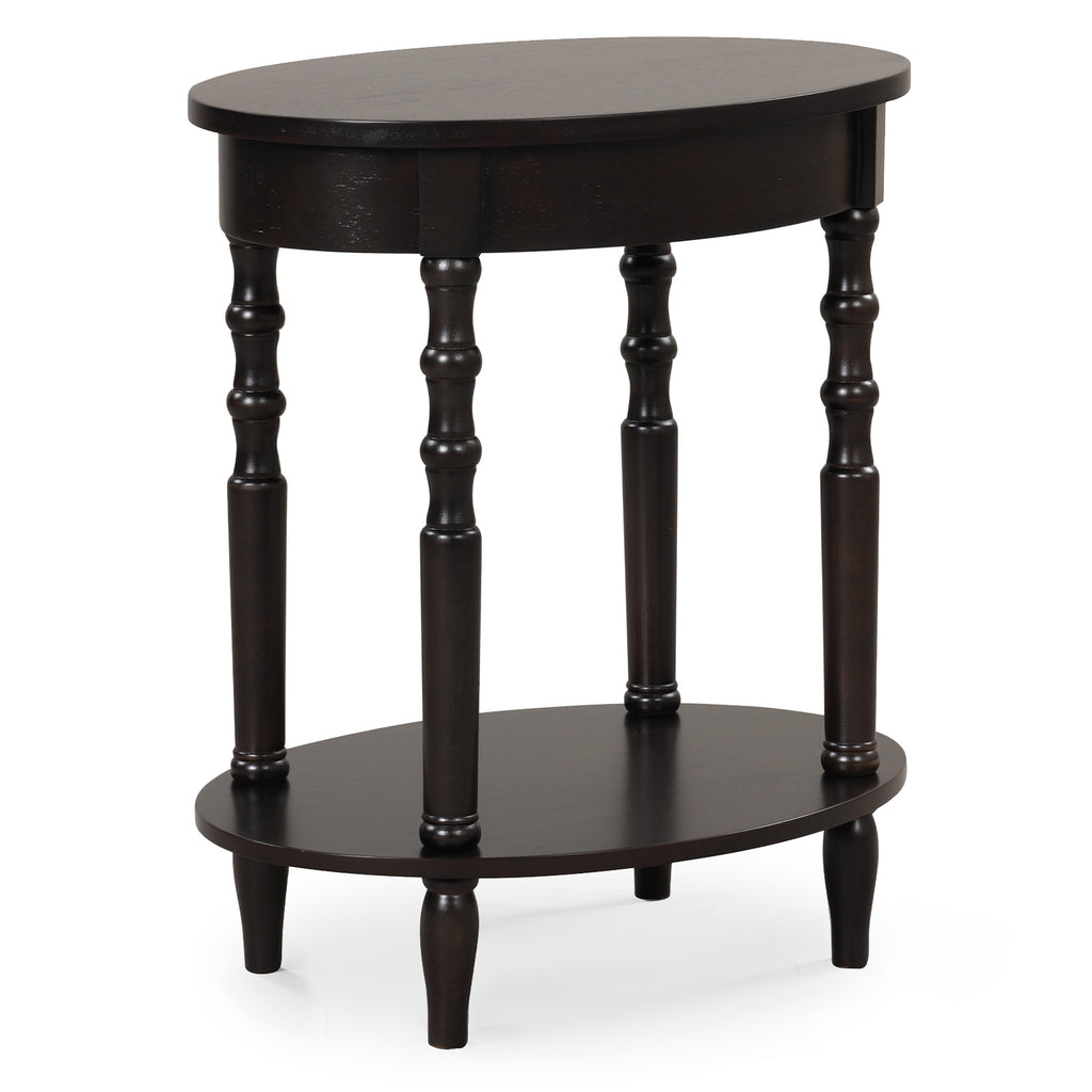 2-Tier Oval Side Table with Storage - Espresso