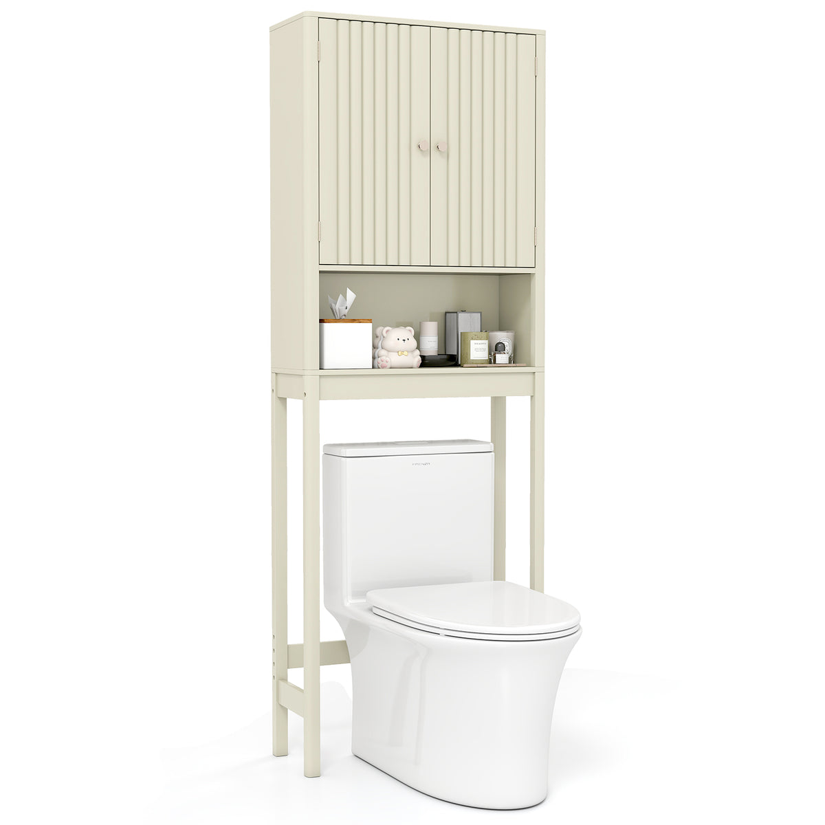Over The Toilet Storage Cabinet with Fluted Doors
