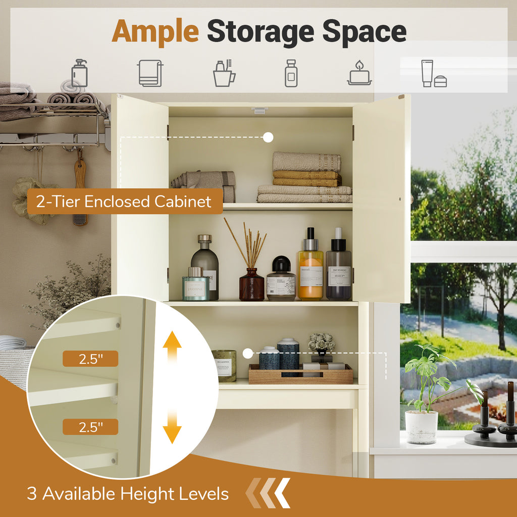 Over The Toilet Storage Cabinet with Fluted Doors