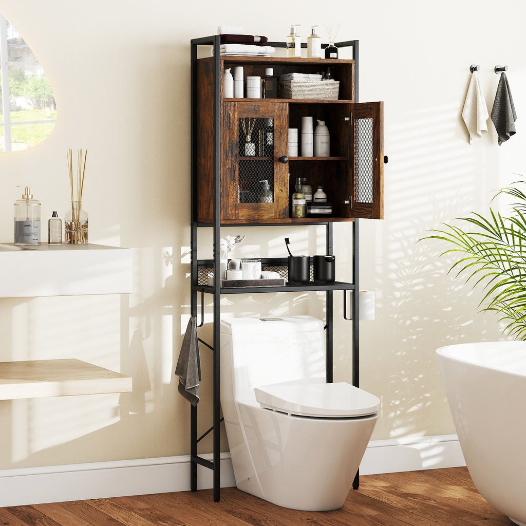 Over-The-Toilet Storage Cabinet with Heavy-Duty Metal Frame 2-door