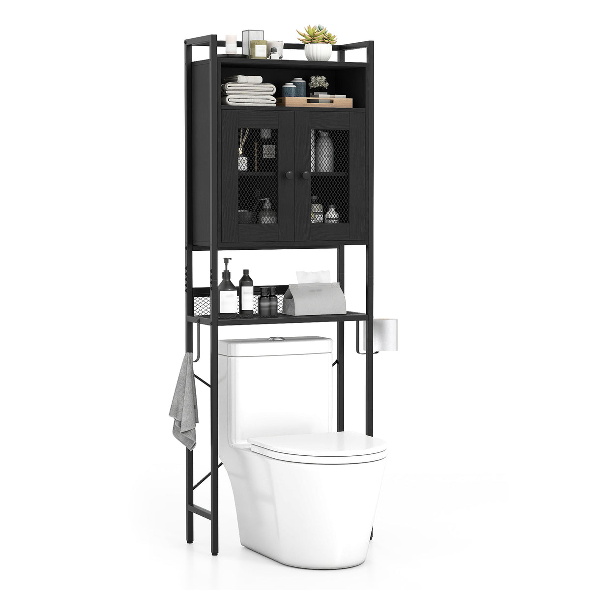 Over-The-Toilet Storage Cabinet with Heavy-Duty Metal Frame 2-door