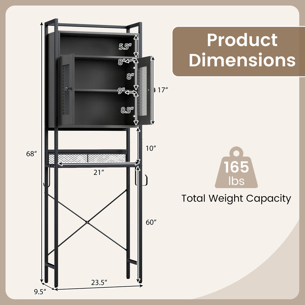 Over-The-Toilet Storage Cabinet with Heavy-Duty Metal Frame 2-door
