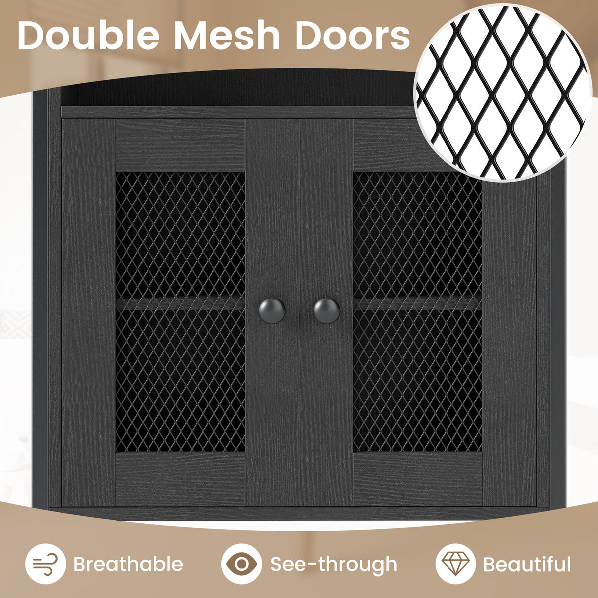 Over-The-Toilet Storage Cabinet with Heavy-Duty Metal Frame 2-door