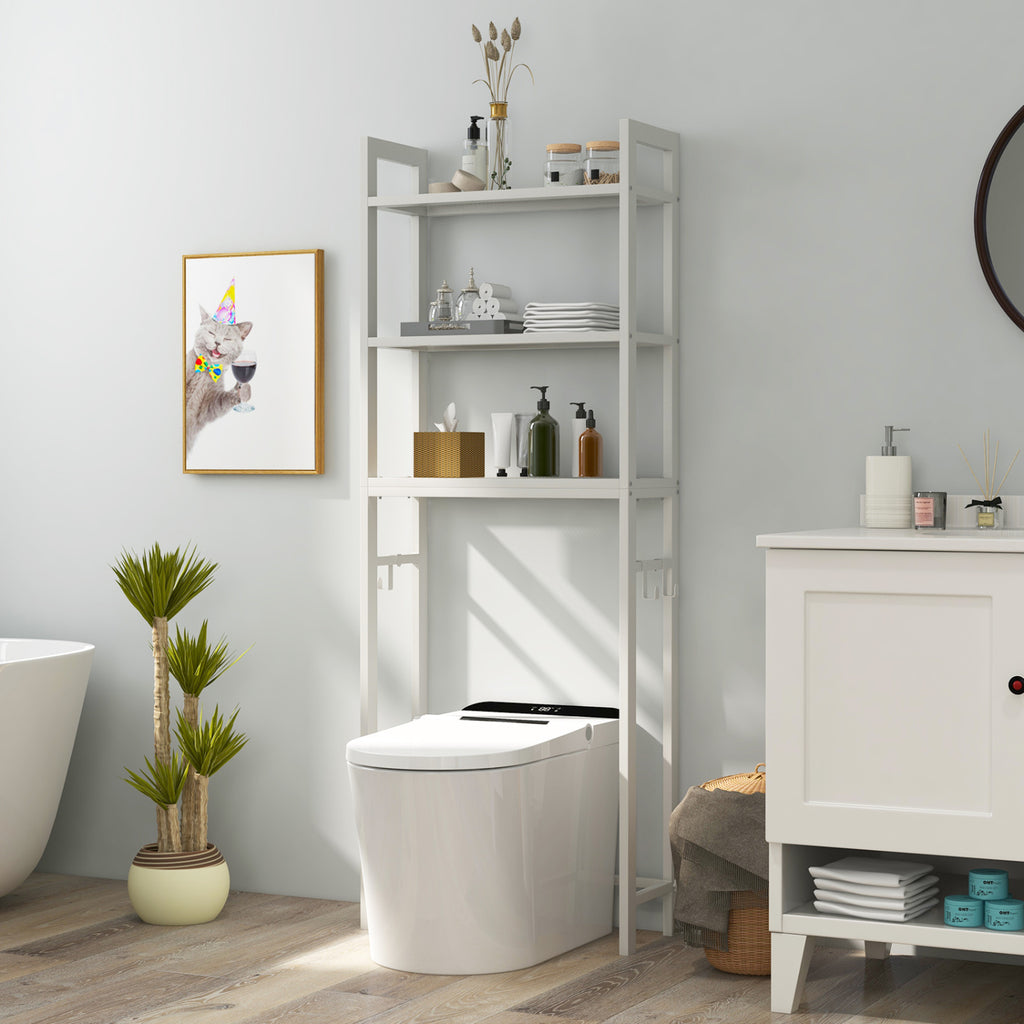 Over-The-Toilet Storage Shelf Organizer - 67-Inch, White