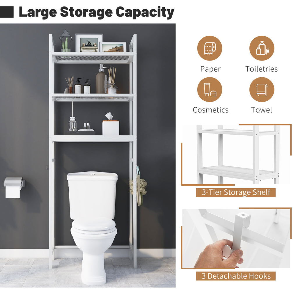 Over-The-Toilet Storage Shelf Organizer - 67-Inch, White