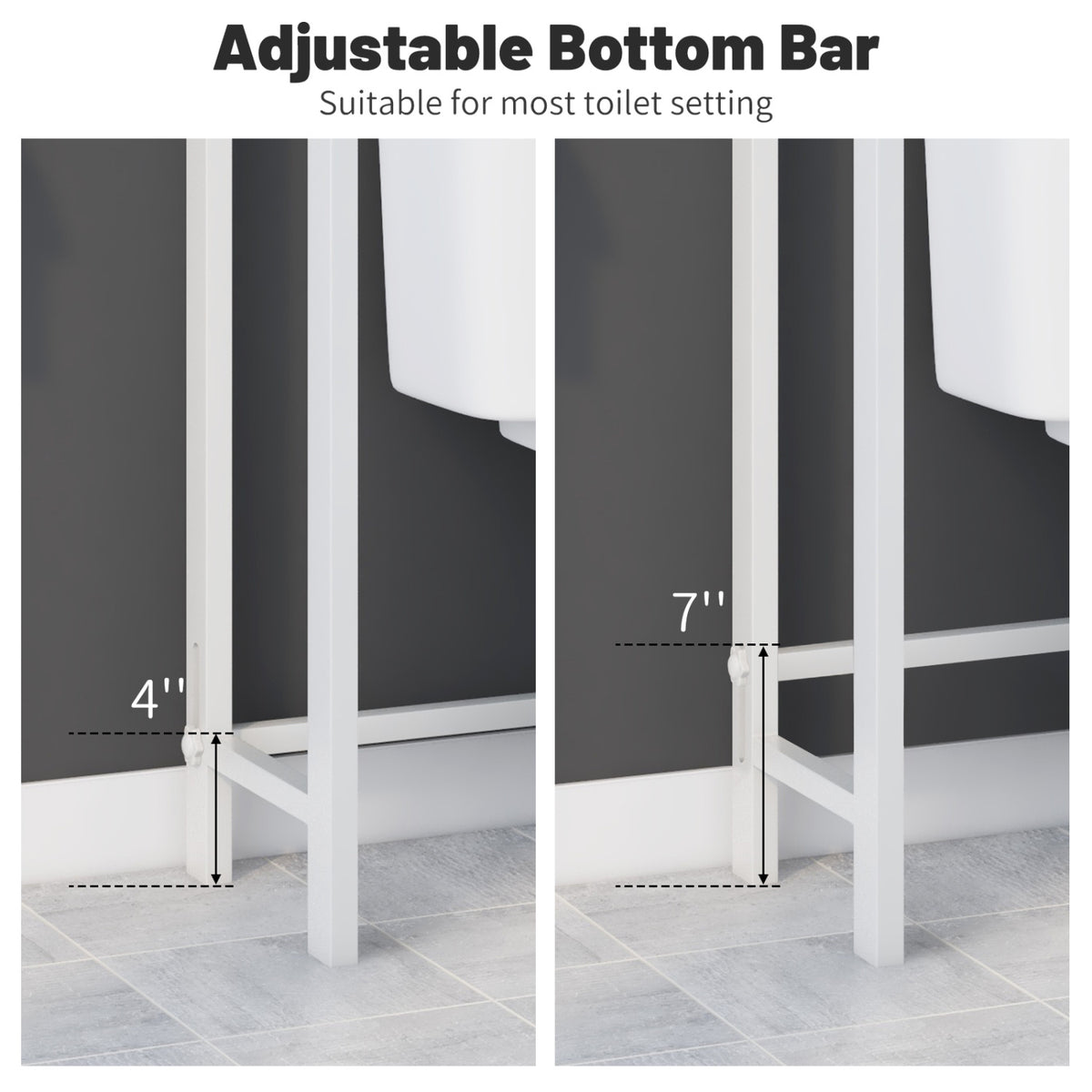 Over-The-Toilet Storage Shelf Organizer - 67-Inch, White