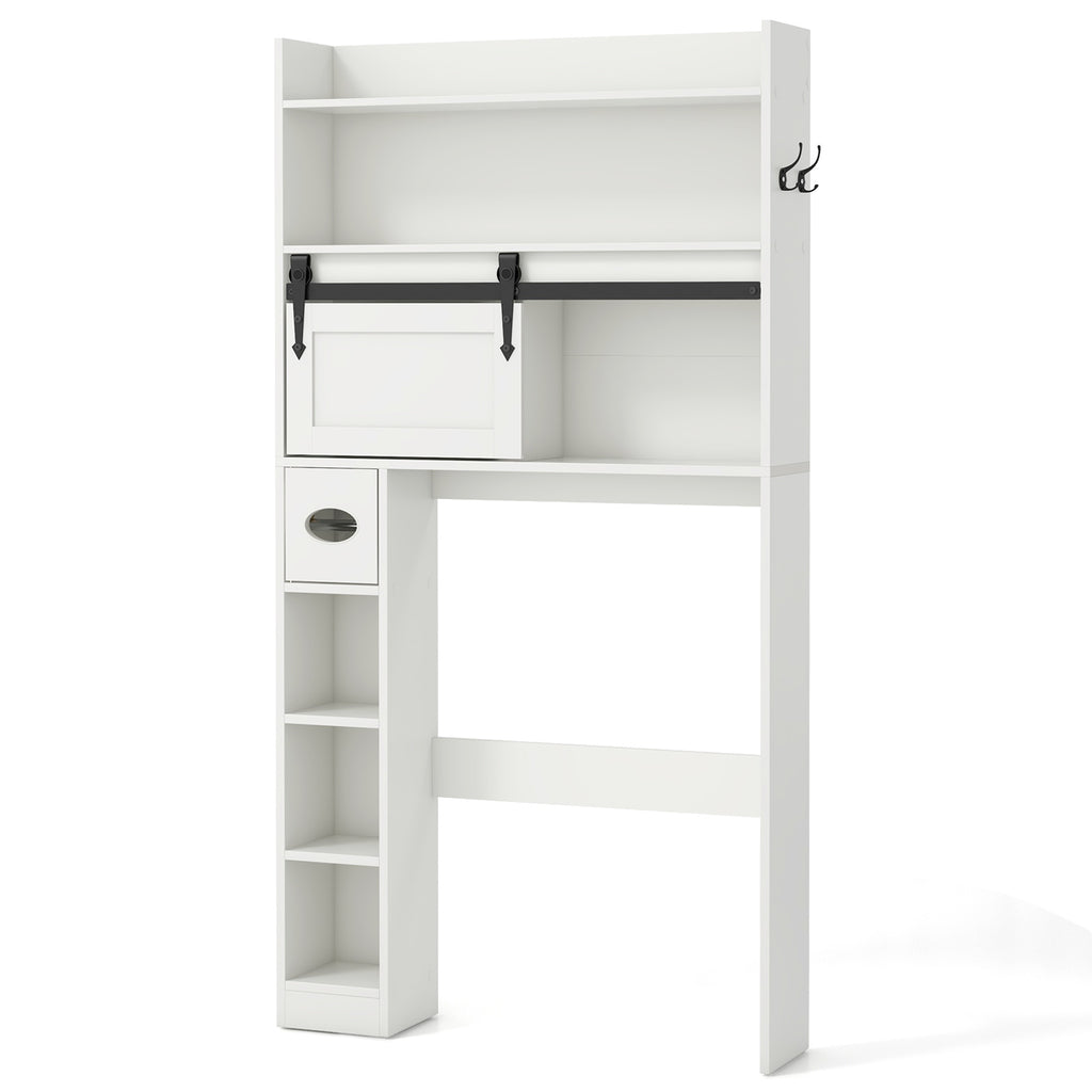 Over The Toilet Storage Cabinet with Sliding Barn Door and Adjustable
