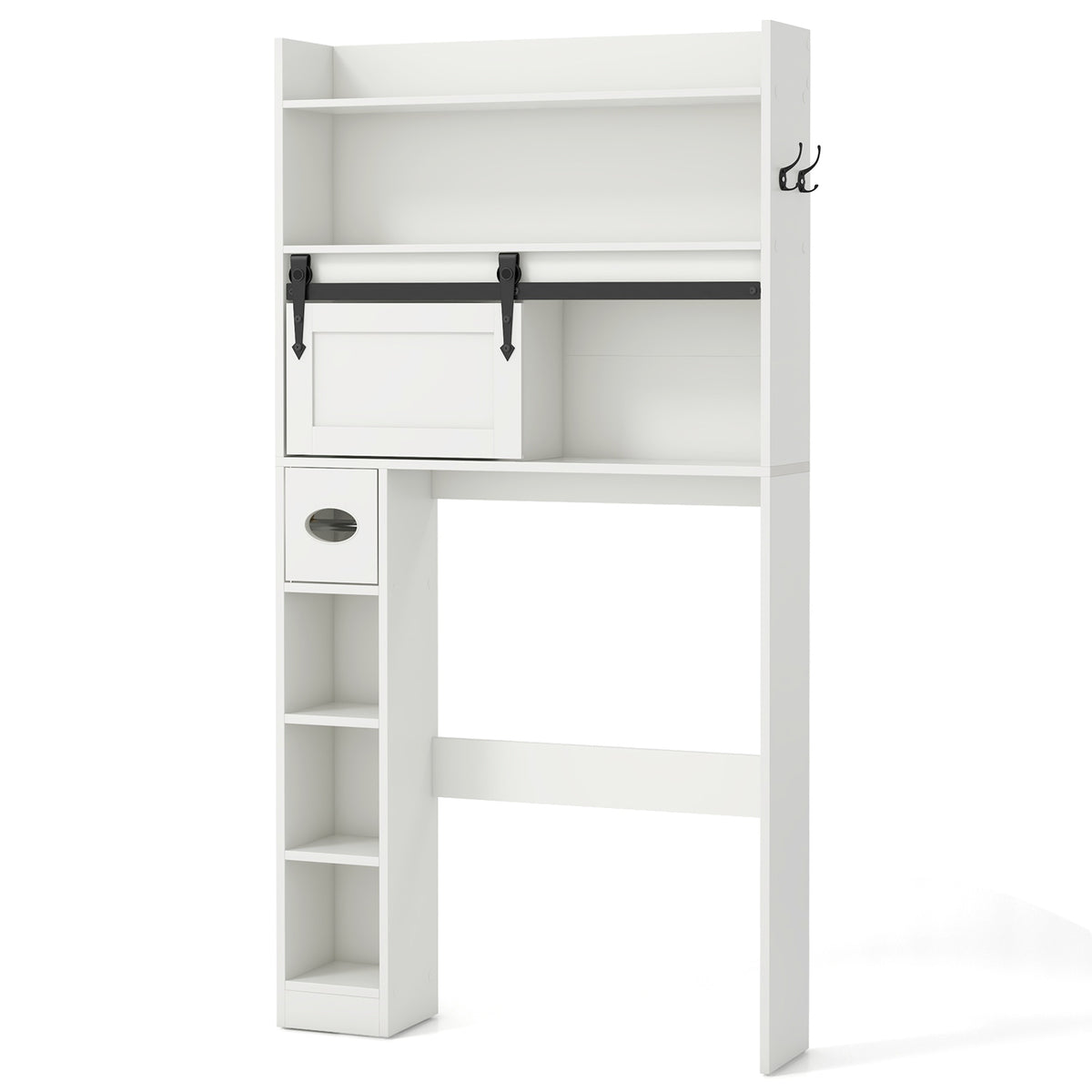 Over The Toilet Storage Cabinet with Sliding Barn Door and Adjustable