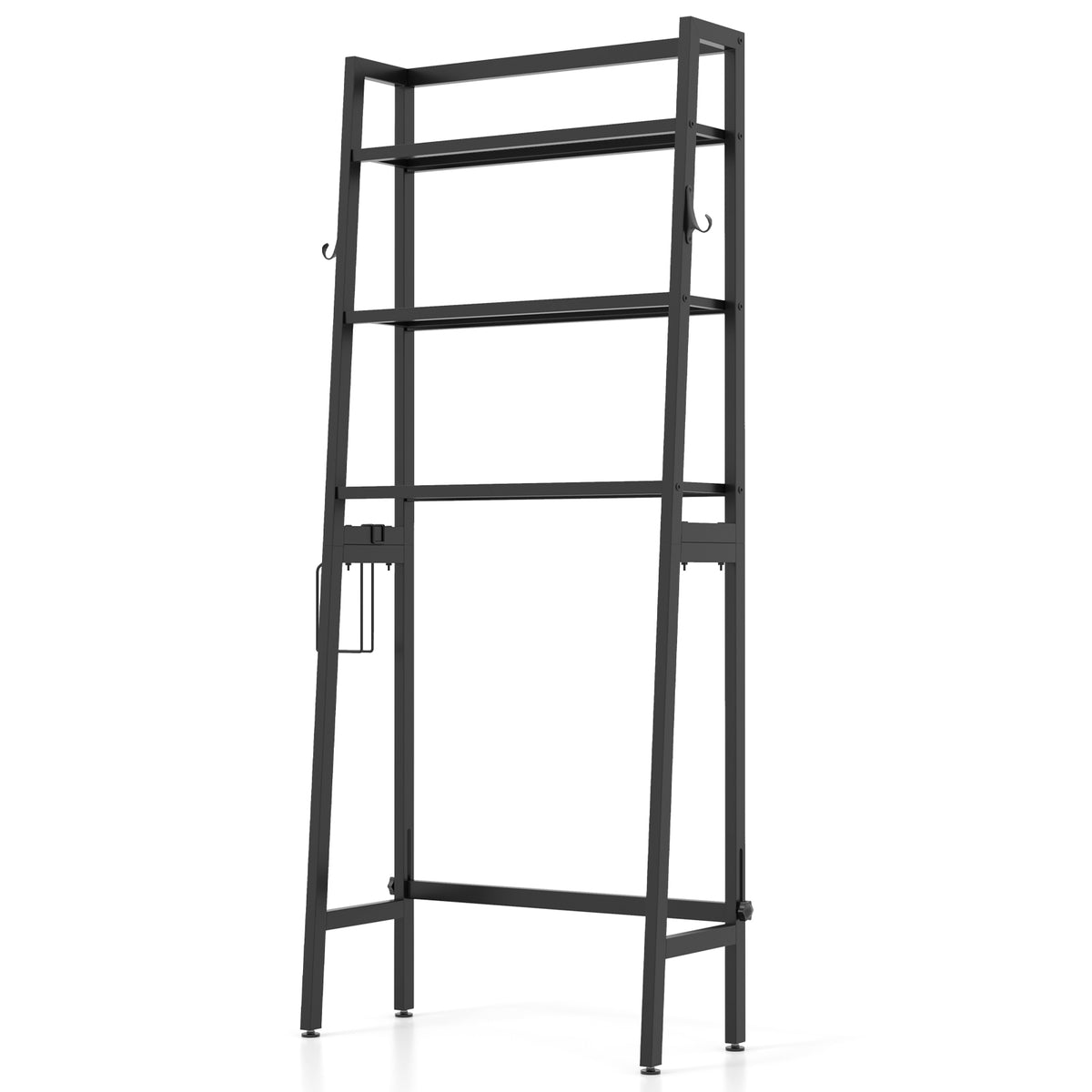 3-Tier Over Toilet Storage Shelf with Adjustable Bottom - Black