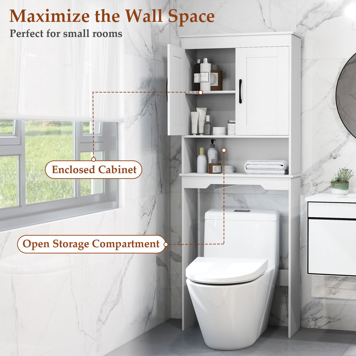 Over-the-Toilet Storage Cabinet with Adjustable Shelf