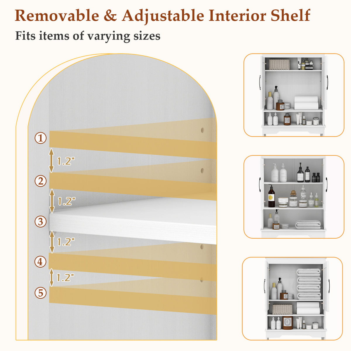 Over-the-Toilet Storage Cabinet with Adjustable Shelf