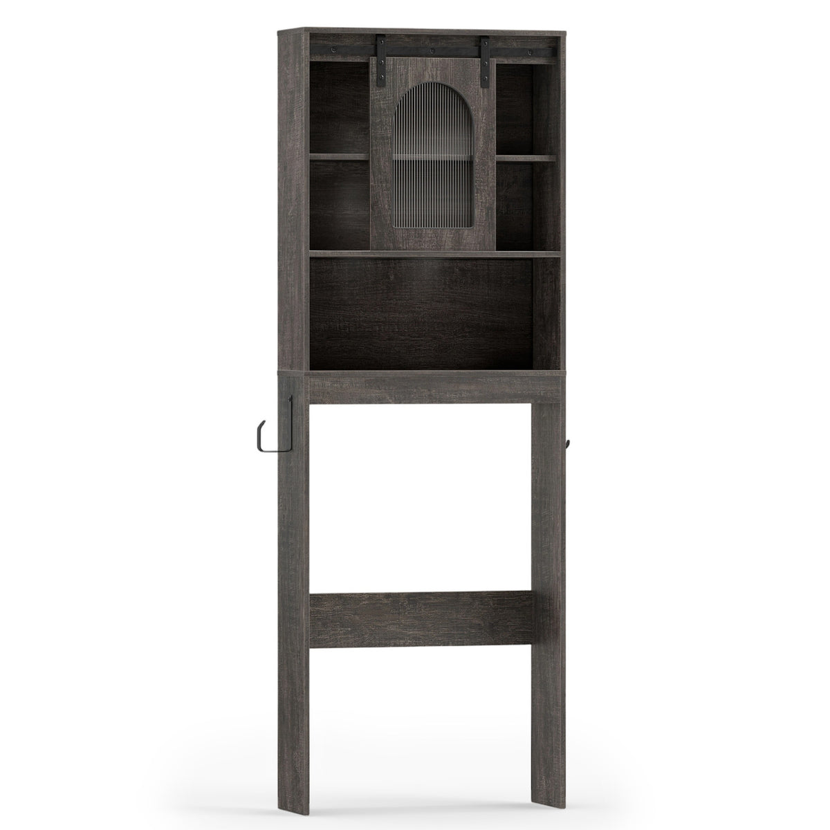 Over Toilet Storage Cabinet with Sliding Barn Door - 67 Inch, Oak