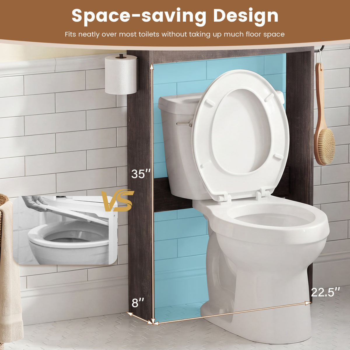 Over Toilet Storage Cabinet with Sliding Barn Door - 67 Inch, Oak