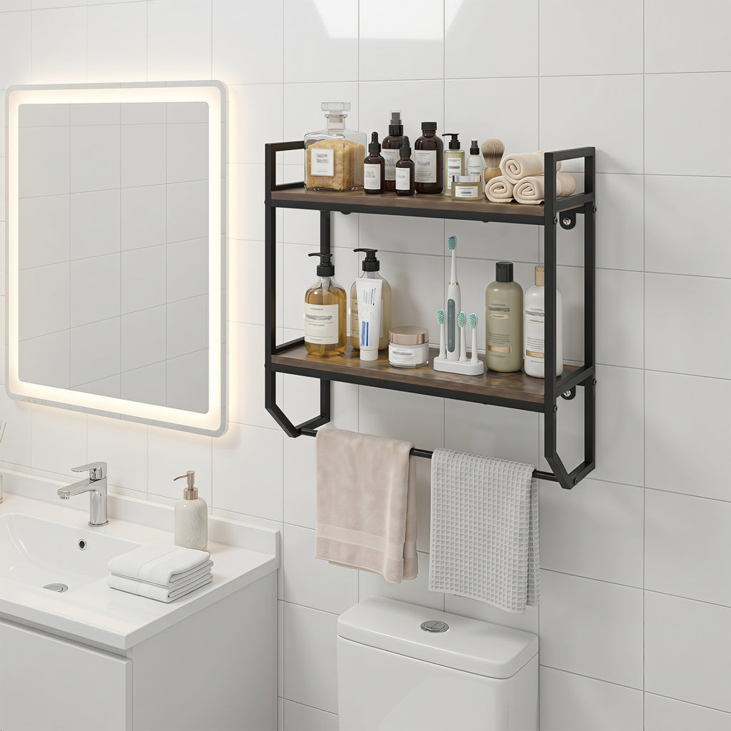 Over the Toilet Shelf Wall Mounted for Bathroom with Metal Frame