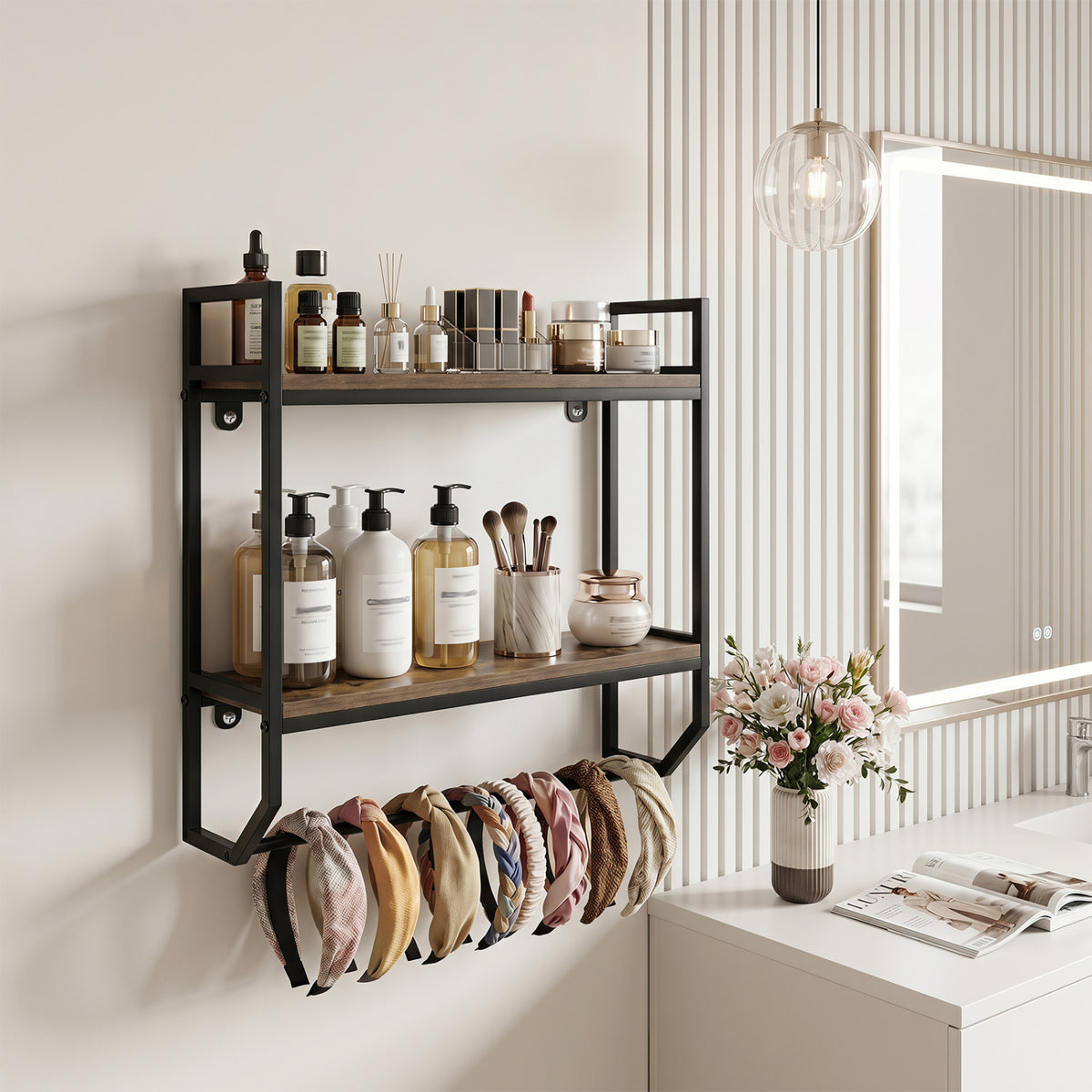 Over the Toilet Shelf Wall Mounted for Bathroom with Metal Frame
