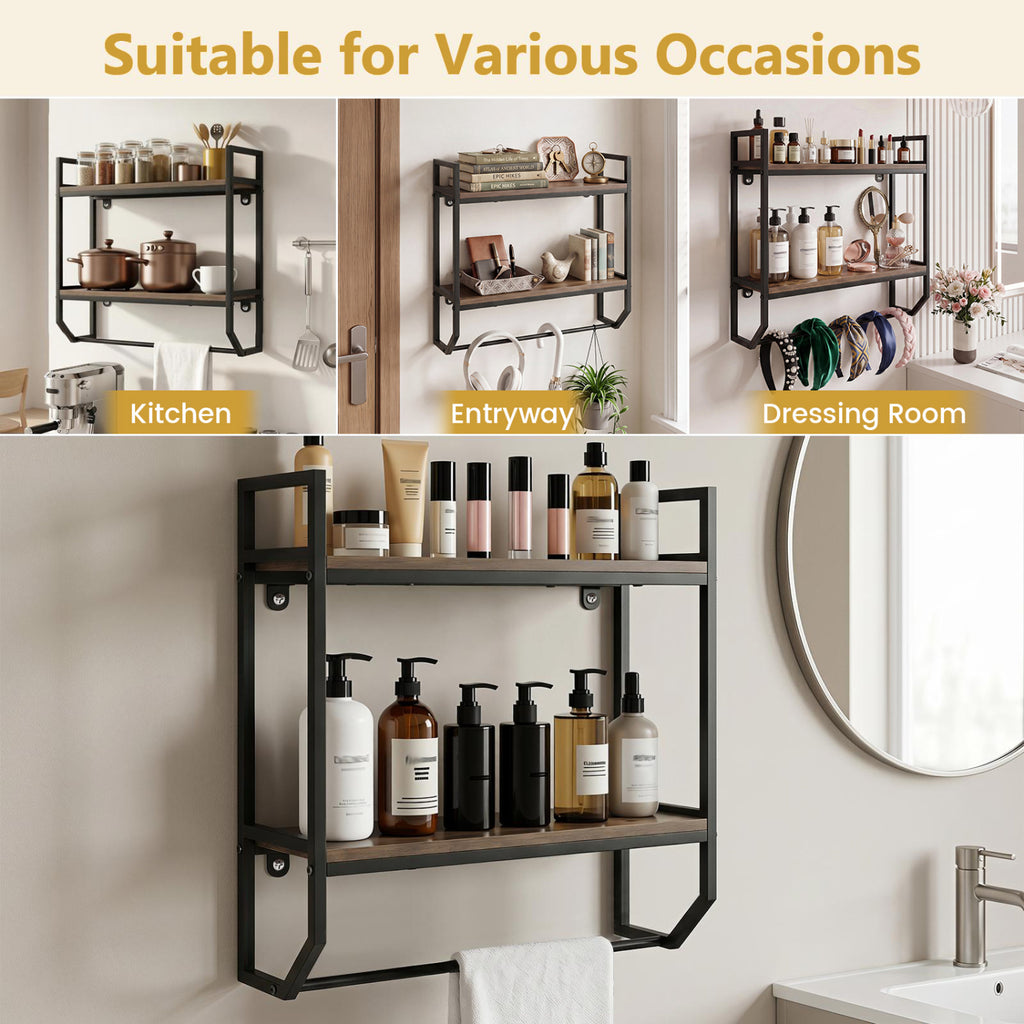 Over the Toilet Shelf Wall Mounted for Bathroom with Metal Frame