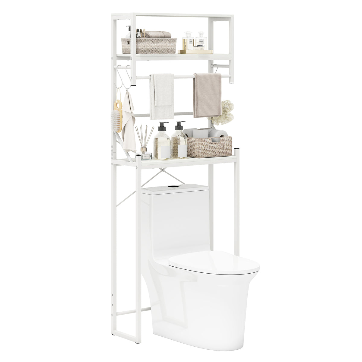 Over the Toilet Storage Rack 3-Tier Bathroom Organizer with Towel